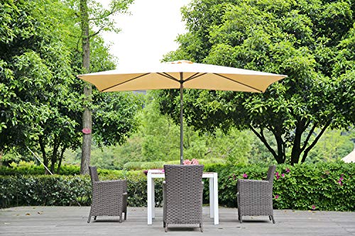 Angel Living 2x3M Sombrilla Parasol de Aluminio y Poliéster, Parasol Inclinado con Manivela, Mástil Aluminio 38mm (Beige)