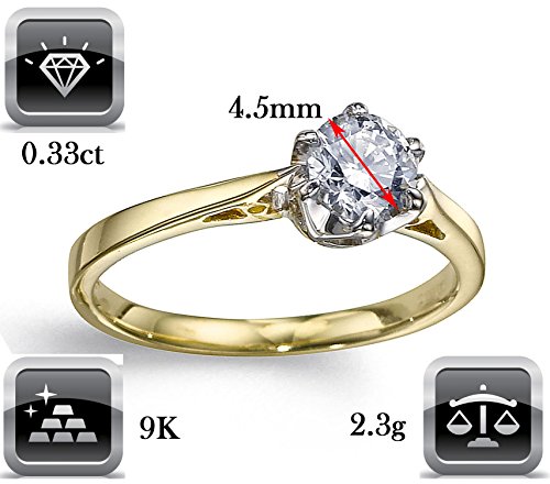 Anillo de oro amarillo con diamante natural de 1 / 3ct premium calidad_11,5