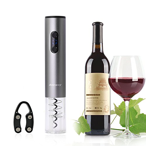 Ankway Sacacorchos Electrico Abrelatas Automatico de Vino con la Hoja del Cortador Extraíble, Abrelatas Electrico Visible Inalámbrico, Sacacorchos de Acero Inoxidable Profesional Rápido, Gris plata