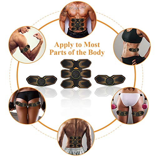 ANLAN Electroestimulador Muscular Abdominales, EMS Estimulador, Abdomen/Brazo/Piernas Entrenador Muscular con USB Recargable, 6 Modos y 10 Niveles de Intensidad (Hombres/Mujeres)