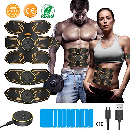 ANLAN Electroestimulador Muscular Abdominales, EMS Estimulador, Abdomen/Brazo/Piernas Entrenador Muscular con USB Recargable, 6 Modos y 10 Niveles de Intensidad (Hombres/Mujeres)