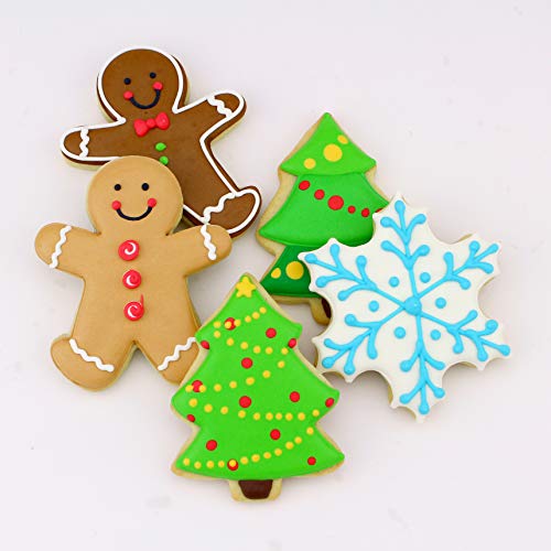 Ann Clark Cookie Cutters Juego de 3 cortadores de galletas Navidad/festividades con libro de recetas, copo de nieve, hombre de jengibre y árbol de Navidad - Acero fabricado en EE. UU.