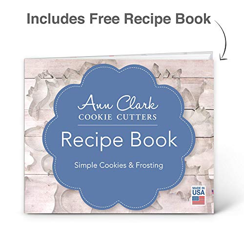 Ann Clark Cookie Cutters Juego de 4 cortadores de galletas unicornio con libro de recetas, unicornio, unicornio adorable, cabeza de unicornio y cara de unicornio