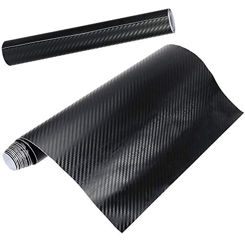 Anpro 2 Rollos Vinilo Coche Fibra de Carbono Adhesiva 3D,Cubierta Adhesiva Negro para Coche,Pegatinas para Coche,Envoltura de Moto,Bricolaje,1520mmX300mm