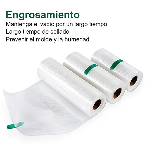 Anpro 3 Volúmenes de Diferentes Tamaños de Bolsas de Vacío de Alimentos,Pake de 3 Rollos 12 x500cm,17x500cm y 22x500cm