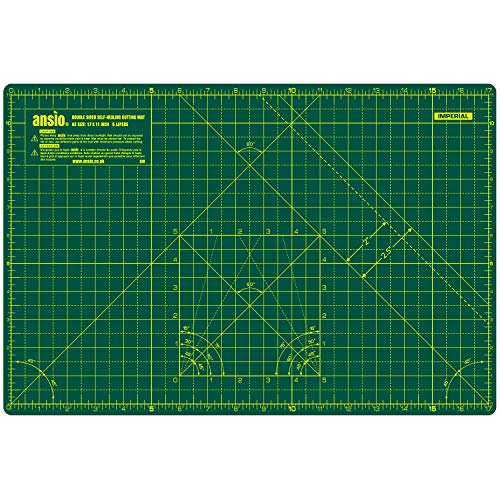 ANSIO Base de corte A3 doble cara auto curación 5 capas para Costura y Manualidades - Imperial/métrica 17 pulgadas x 11 pulgadas / 42 cm x 27 cm - Verde