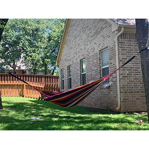 Anyoo Hamaca de Algodón para Jardín al Aire Libre Cama Portátil de Lona con Cuerdas para Acampar Capacidad de 200 Kg Peso Ligera con Bolsa para Jardín Patio Trasero Playa Mochileros