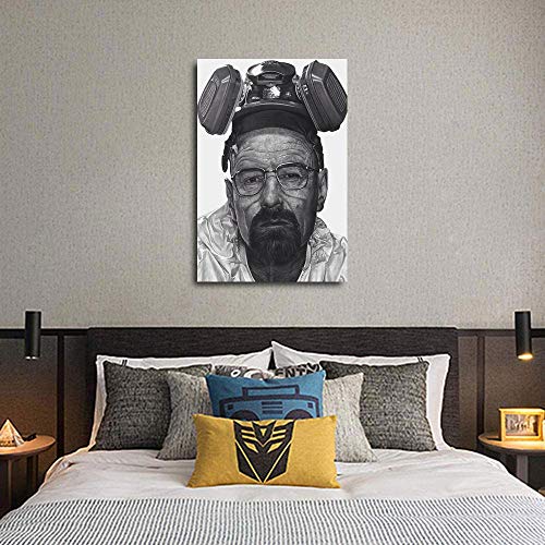 Anzonto - Arte de pared para sala de estar, dormitorio Walter blanco Heisenberg rompiendo mal cuarto de baño decoración de pared 30 x 45 cm