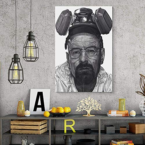 Anzonto - Arte de pared para sala de estar, dormitorio Walter blanco Heisenberg rompiendo mal cuarto de baño decoración de pared 30 x 45 cm