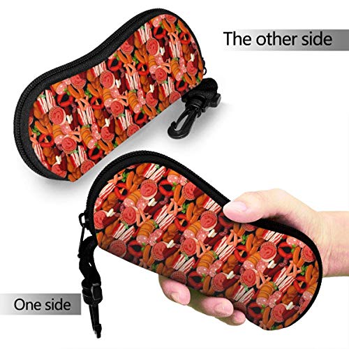 AOOEDM - Estuche blando para gafas de sol, ultraligero, portátil, de neopreno con cremallera, estuche para anteojos, estuche protector para gafas con clip para cinturón, productos cárnicos, salchicha