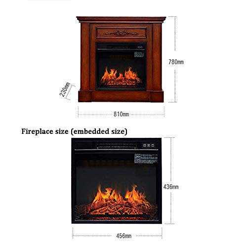 APAN Chimenea eléctrica Efecto de Llama Estufa eléctrica Termostato Calentador Fuego eléctrico Chimenea Independiente LED Efecto de Llama Realista y Troncos Reales incluidos,Granate