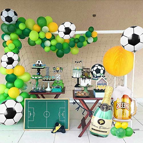 APERIL Globos de Cumpleaños Decoraciones de Fiesta de Fútbol Niño Feliz cumpleaños Pancartas Globos Verdes con Globo De Lámina De Fútbol Champagne para Baby Shower, Fiesta temática Decoracion