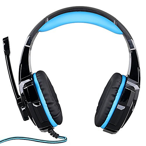 ÁpexTech KOTION EACH G9000 3,5 mm KOTION deindesign Gaming Headset Auriculares estéreo con micrófono luz LED para PlayStation 4 Tablet PC teléfonos móviles mediante(Negro+Azul)