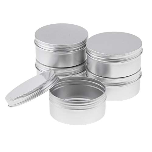 Apilable Tarros de estaño de aluminio 200ML 5pcs Muestra cosmética Latas de metal Contenedor vacío, tapa redonda con tapa de rosca, pequeña onza for bálsamo labial, ungüento, maquillaje, sombra de ojo