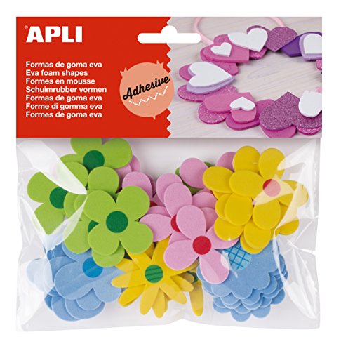 APLI - Bolsa formas EVA adhesiva estampada formas flor, 40 uds