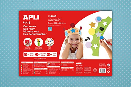 APLI Kids 13409-Goma EVA impresa lunares 600 x 400 mm 3 hojas