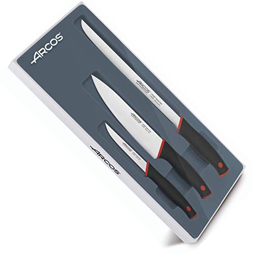 Arcos 859100 Juego de Cuchillos de Cocina, Metal, Negro Y Rojo, Estandar