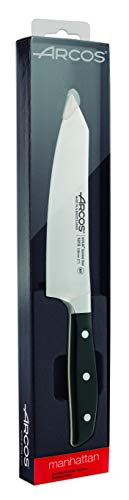 Arcos Serie Manhattan - Cuchillo Rocking Santoku Cuchillo Asiático - Hoja de Acero Inoxidable Forjado Nitrum 170 mm - Mango de Polioximetileno (Pom) Color Negro (Filo Seda)