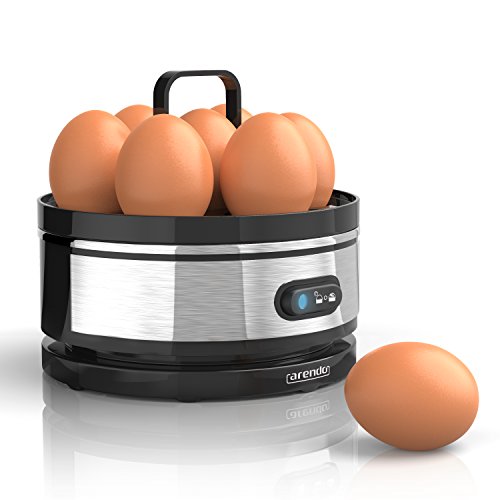 Arendo - Cuecehuevos de Acero Fino con función para Mantener los Huevos Calientes - Egg Cooker - Interruptor de función de Palanca con indicador Luminoso - Grado de dureza Ajustable - 1-7 Huevos