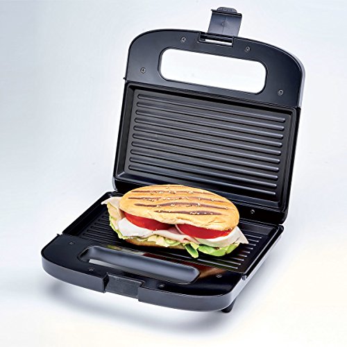 Ariete Toast & Grill Compact 1982 Sandwichera y plancha en uno, 2 indicadores luminosos, placas antiadherentes, posición vertical, compacto, 750 W, color negro