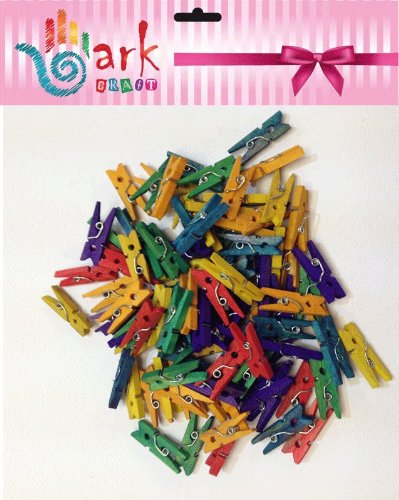 arkCRAFT 100 Mini Pinzas de Madera (Multicolor)