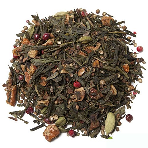 Aromas de Té - Té Verde Arcoiris - Elaborado con Ingredientes Naturales - Con Cardamomo, Canela, Trozos de Manzana, Rodajas de Naranja, Cilantro, Clavo y Pimienta Rosa -50 gr