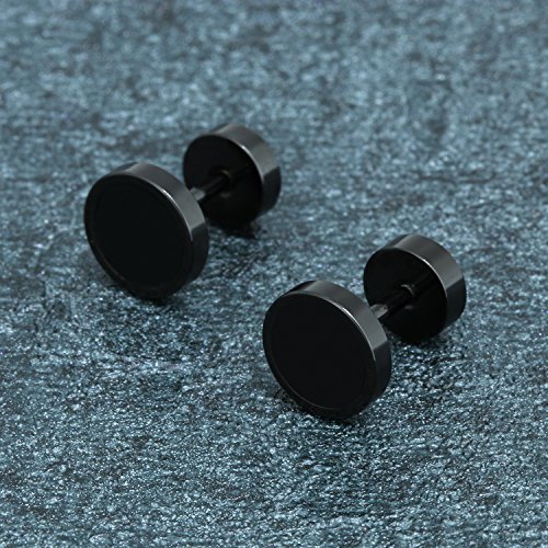 Aroncent Pendientes de Acero Inoxidable Quirúrgico para Oído Dumbbells Aretes de Perno Forma de Pesas para Hombre Mujer Unisex de Multicolor 8mm 10PCS