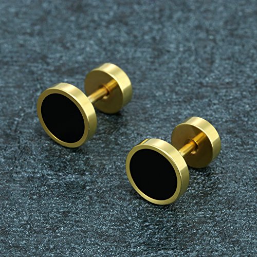 Aroncent Pendientes de Acero Inoxidable Quirúrgico para Oído Dumbbells Aretes de Perno Forma de Pesas para Hombre Mujer Unisex de Multicolor 8mm 10PCS