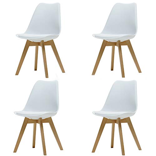 ArtDesign FR Silla Nórdica (Pack 4) - Silla Escandinava Blanca - Silla Nordic Scandi