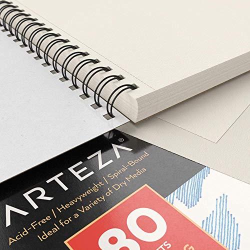 Arteza Cuadernos de dibujo A4 | Pack de 2 blocs de 80 hojas cada uno | Papel grueso de 130g | para dibujo artístico con medios secos