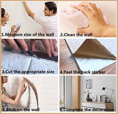 Arthome Papel Pintado 3D Ladrillo, 77cm x 69cm Autoadhesivo Grueso Impermeable Pegatina de Pared Espuma 3d, Paneles Decorativos 3D Piedra para Cuarto de Baño, Sala de Estar y Cocina (10 Pcs)