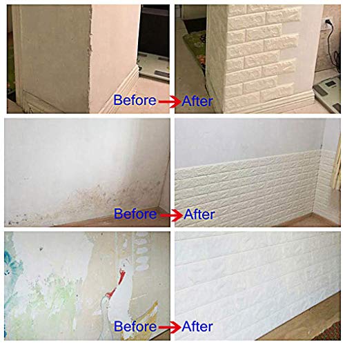 Arthome Papel Pintado 3D Ladrillo, 77cm x 69cm Autoadhesivo Grueso Impermeable Pegatina de Pared Espuma 3d, Paneles Decorativos 3D Piedra para Cuarto de Baño, Sala de Estar y Cocina (10 Pcs)