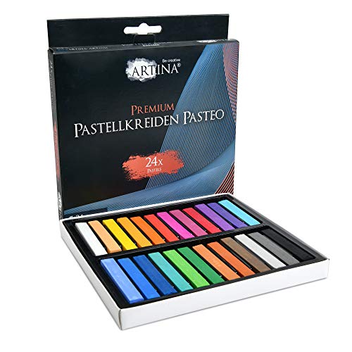 Artina Pasteo Master Series Soft Pastel - Tiza Pastel - Calidad de Estudio - Set de 24 Colores con Caja