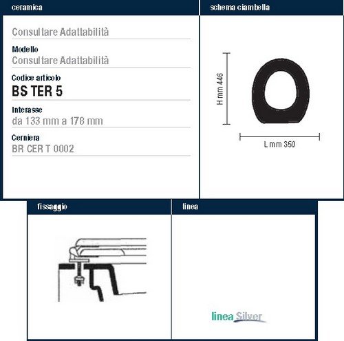 Asiento para inodoro suspendido NOVELLA cerámica dolomita en termoendurecible-ACB Ercos