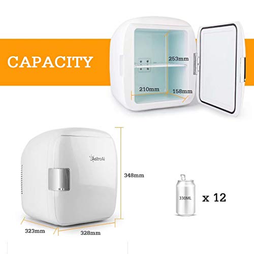 AstroAI Mini Refrigerador Portátil para el Skincare 9L, Mini Neveras 220V/12V para Enfriar y Calentar (blanco)