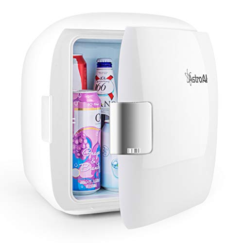 AstroAI Mini Refrigerador Portátil para el Skincare 9L, Mini Neveras 220V/12V para Enfriar y Calentar (blanco)