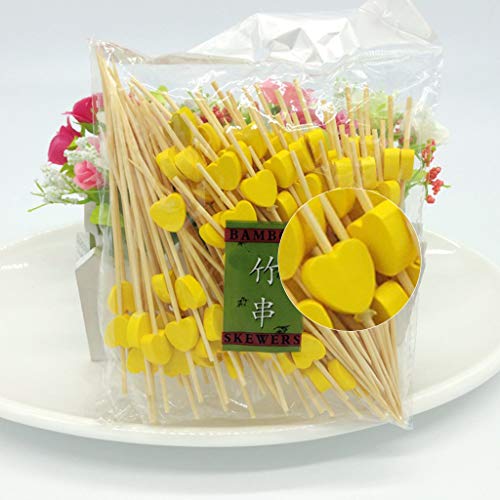 ATATMOUNT 12 cm brochetas de corazón de bambú Desechables Fruta Postre Pastel Plato cóctel selecciones Dulces palitos de Comida Buffet Cupcake Toppers Accesorios de Fiesta 100 Piezas