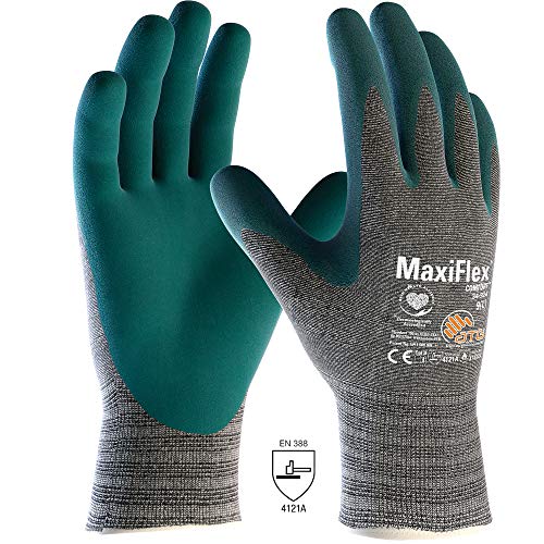 ATG 34-924 - Guante MaxiFlex® Comfort™, aislante contra el calor y frío, color gris claro/turquesa, talla 6