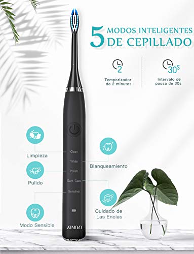 ATMOKO 2 en 1 Irrigador Dental Profesional y Cepillo electrico para Dientes, 7 Boquillas, 5 Modos con Capacidad de 600ml por 21 Días de Autonomía, 10 Ajustes de Presión del Agua, IPX7