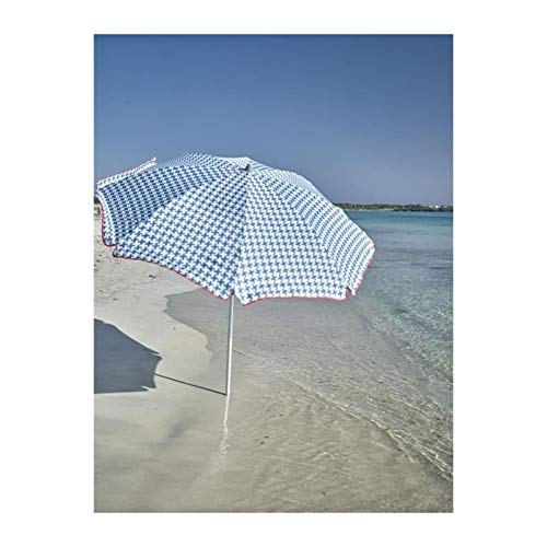 Aucune EZPELETA Parasol de Plage Beach - Ø 180 cm - Vichy Bleu Socle Non inclus