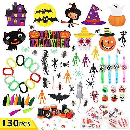 Auney Juego de Juguetes y decoración para Fiestas de Halloween para niños, Surtido de Juguetes de Halloween para Fiestas de Halloween, 130 Piezas
