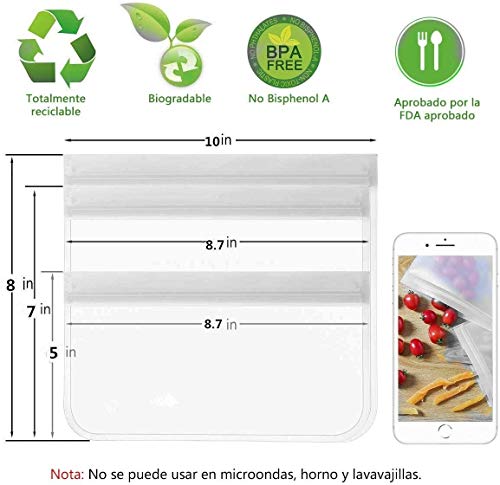 Aunus Bolsas Reutilizables para Almacenamiento de Alimentos,12 Piezas Bolsas Congelar Reutilizable,Bolsas Reutilizables para Fruta Sándwiches Verduras,1.5mm Súper Grueso Sello Sin BPA