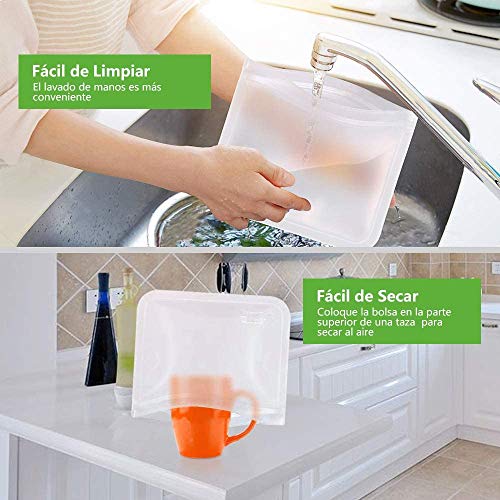 Aunus Bolsas Reutilizables para Almacenamiento de Alimentos,12 Piezas Bolsas Congelar Reutilizable,Bolsas Reutilizables para Fruta Sándwiches Verduras,1.5mm Súper Grueso Sello Sin BPA