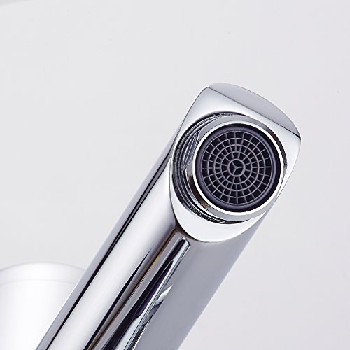 Auralum - Grifo con Sensor Infrarrojo Automático Electrónico, Grifo Sensor de Lavabo para Agua Caliente y Fría, Grifo Automático Baño de Latón Cromado