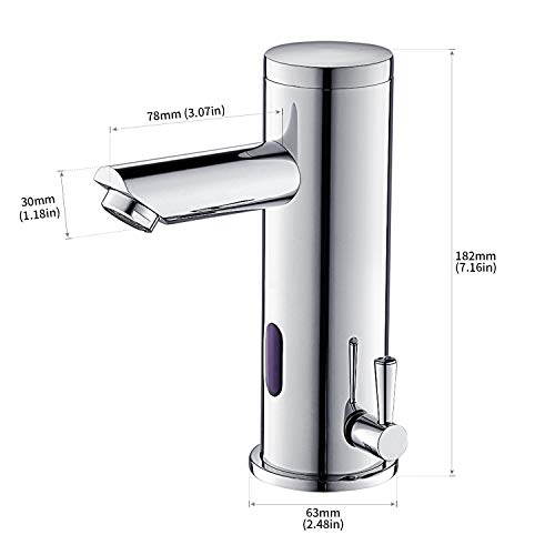 Auralum - Grifo con Sensor Infrarrojo Automático Electrónico, Grifo Sensor de Lavabo para Agua Caliente y Fría, Grifo Automático Baño de Latón Cromado