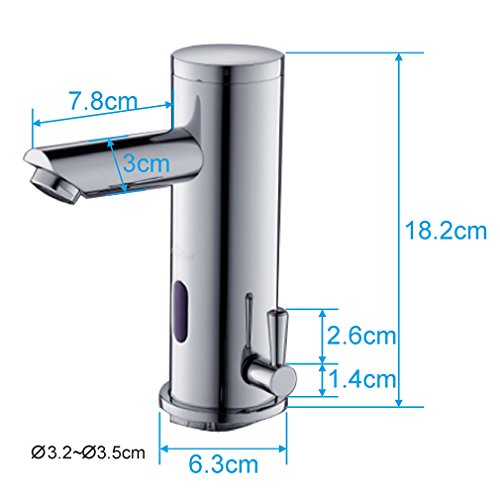 Auralum - Grifos con Sensor Automático Electrónico Mezclador Grifo de Lavabo con Sensor para Agua Caliente y Fría para Baño - Altura Total de 182mm