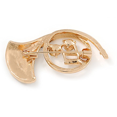 Avalaya - Broche de Instrumento Musical con Cuerno francés, Chapado en Oro, 45 mm de Ancho