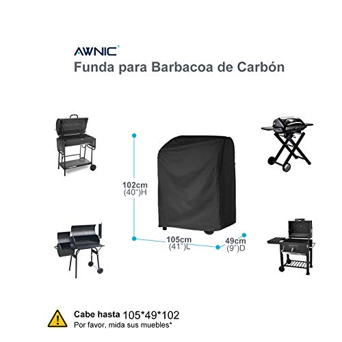 AWNIC Funda Barbacoa Rectangular Funda BBQ Impermeable Tela Oxford Resistente al Desgarro 105x49x102cm