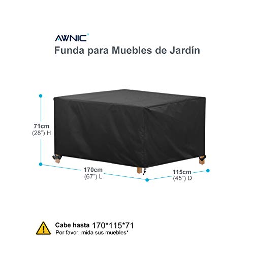 AWNIC Funda de Muebles de Jardín Funda para Mesa Silla Jardín ImpermeableTela Oxford Resistente al Desgarro 170X115X71cm