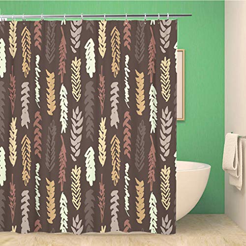 Awowee Decor - Cortina de ducha con diseño de cereales amarillos y marrones, 180 x 180 cm, tela de poliéster impermeable, juego de cortinas de baño con ganchos para baño